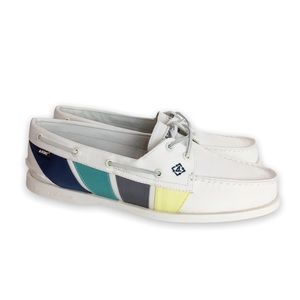 Sperry Top Sider Womens A/O 2-Eye Bionic White Multi Boat Shoes Size 10